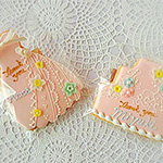 アイシングクッキー ウェディング　席札　ピンク(花)ドレス＆ケーキ型　￥460